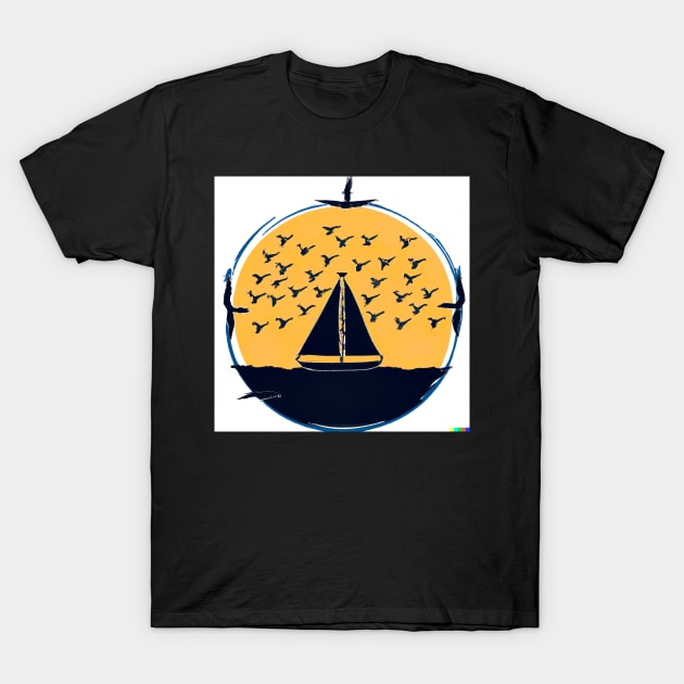 Sail boat hand drawing T-Shirt by Eternal Experience